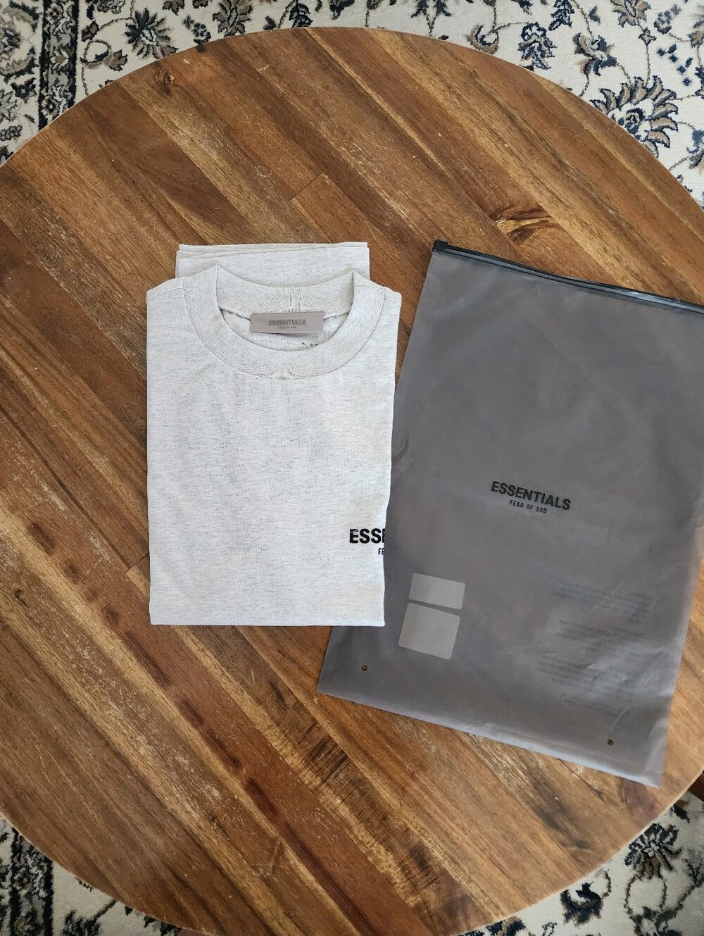 Fear of God Essentials Crewneck Tee in Oatmeal, Size XS